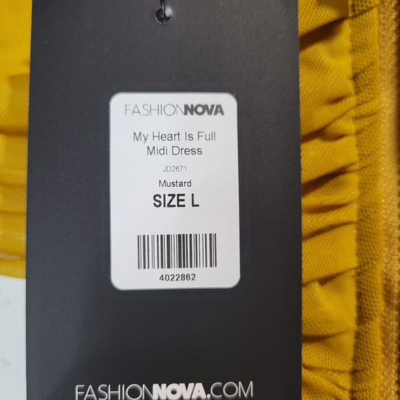 Fashion Nova Mustard, Midi dress, size L - Picture 6 of 6